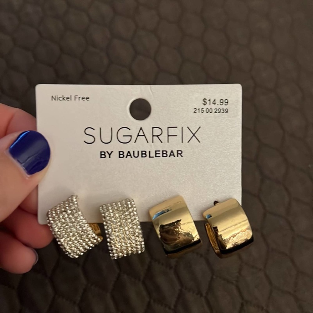 Sugarfix by Baublebar-Set of 3: Safety Pin Threaders, Butterly Hoops, Gold Hoops - Picture 4 of 8